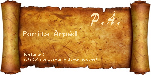 Porits Árpád névjegykártya